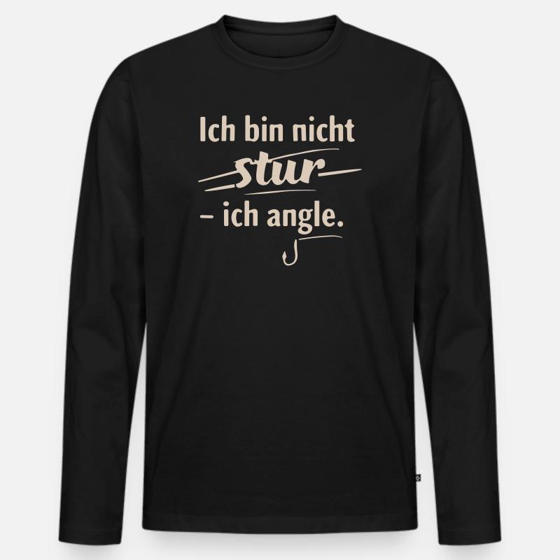 Ich bin nicht stur – ich angle - Männer Premium Bio Langarmshirt - Schwarz