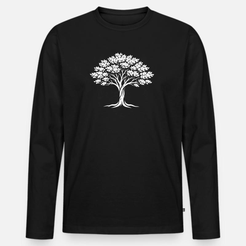Baum des Lebens Silhouette - Männer Premium Bio Langarmshirt - Schwarz