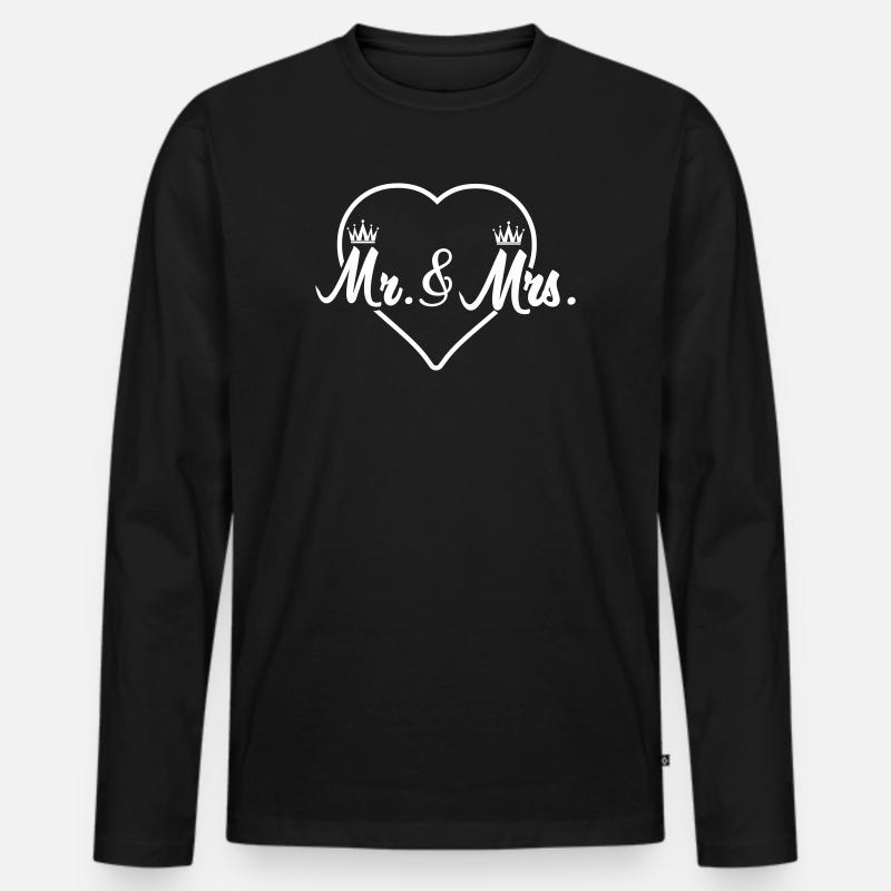 Mr & Mrs Herz - Männer Premium Bio Langarmshirt - Schwarz