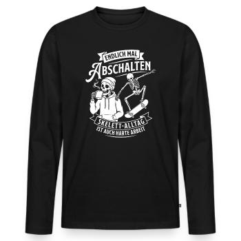 Abschalten mit Skelett-Skate - Männer Premium Bio Langarmshirt - Schwarz - Vorne - Nico (187cm)