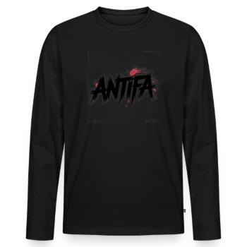 Antifa - Produits dérivés antifascistes - T-shirt manches longues Premium bio Homme - noir - Devant - Nico (187cm)