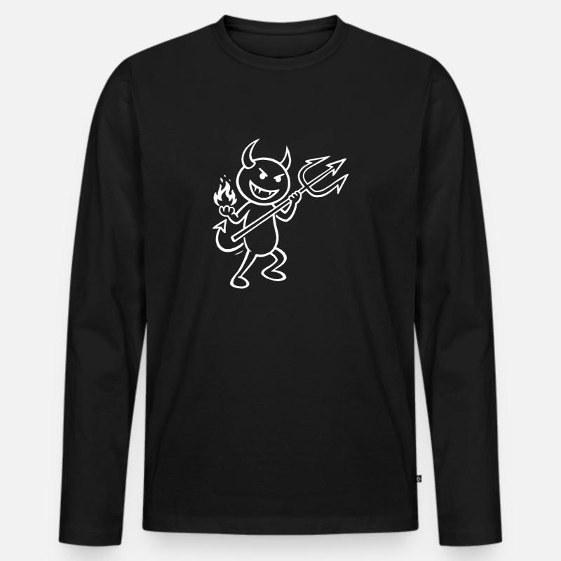 Devilish Flames - Devil with Flames - Men's Premium Organic Long Sleeve Shirt - black