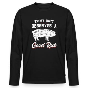 Every Butt Deserves a Good Rub - Men's Premium Organic Long Sleeve Shirt - black - Front - Nico (187cm)