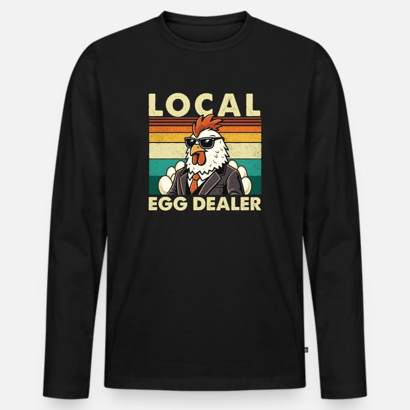 Lokaler Eierhändler Hähnchen-Oster-Bauernspaß - Männer Premium Bio Langarmshirt - Schwarz