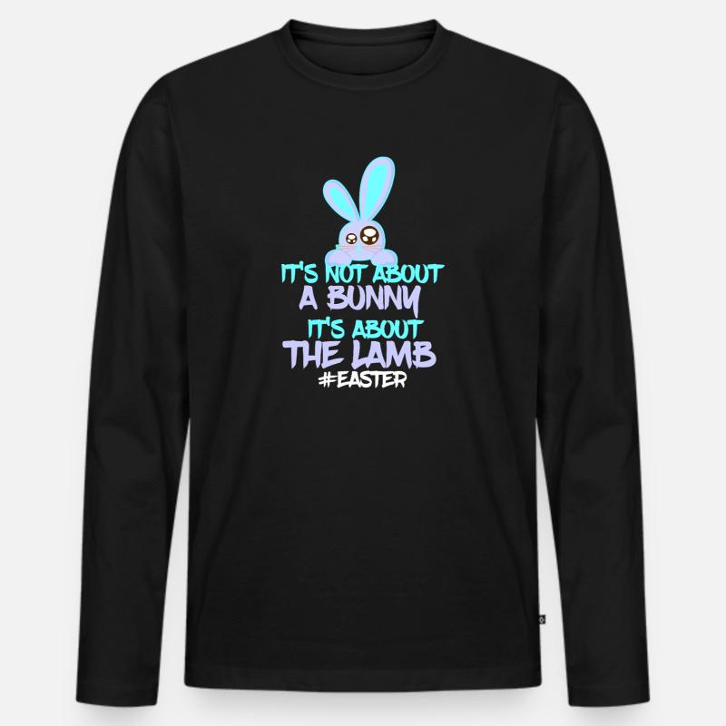 Oster Bunny vs Lamb Design - Männer Premium Bio Langarmshirt - Schwarz