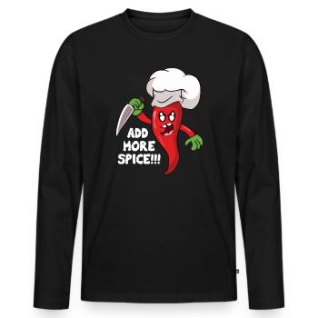 Plus d’assaisonnement Cuisinier chili - T-shirt manches longues Premium bio Homme - noir - Devant - Nico (187cm)