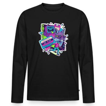 Cyberpunk des années 90 - T-shirt manches longues Premium bio Homme - noir - Devant - Nico (187cm)