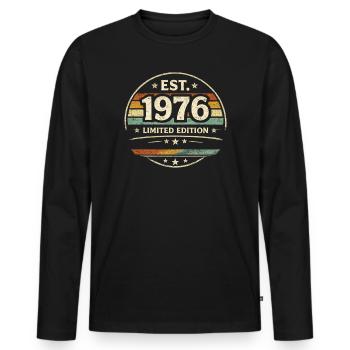 1976 Limited Edition Vintage Geburtstag - Männer Premium Bio Langarmshirt - Schwarz - Vorne - Nico (187cm)