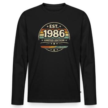 1986 Limited Edition Vintage Geburtstag - Männer Premium Bio Langarmshirt - Schwarz - Vorne - Nico (187cm)