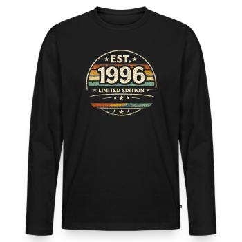 Édition limitée 1996 Anniversaire vintage - T-shirt manches longues Premium bio Homme - noir - Devant - Nico (187cm)