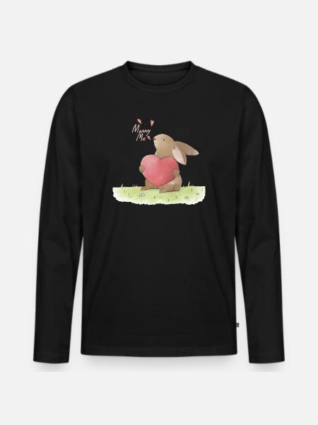 Marriage Proposal Illustration Marry Me Proposal - Men's Premium Organic Long Sleeve Shirt - black