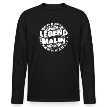Malin comme prénom - T-shirt manches longues Premium bio Homme - noir - Devant - Nico (187cm)