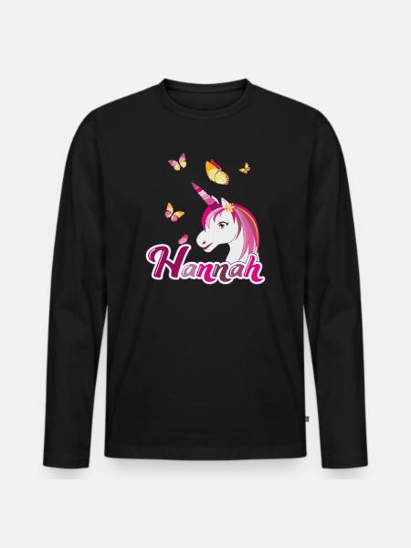 Hannah , Mädchenname, Lieblingsname - Männer Premium Bio Langarmshirt - Schwarz