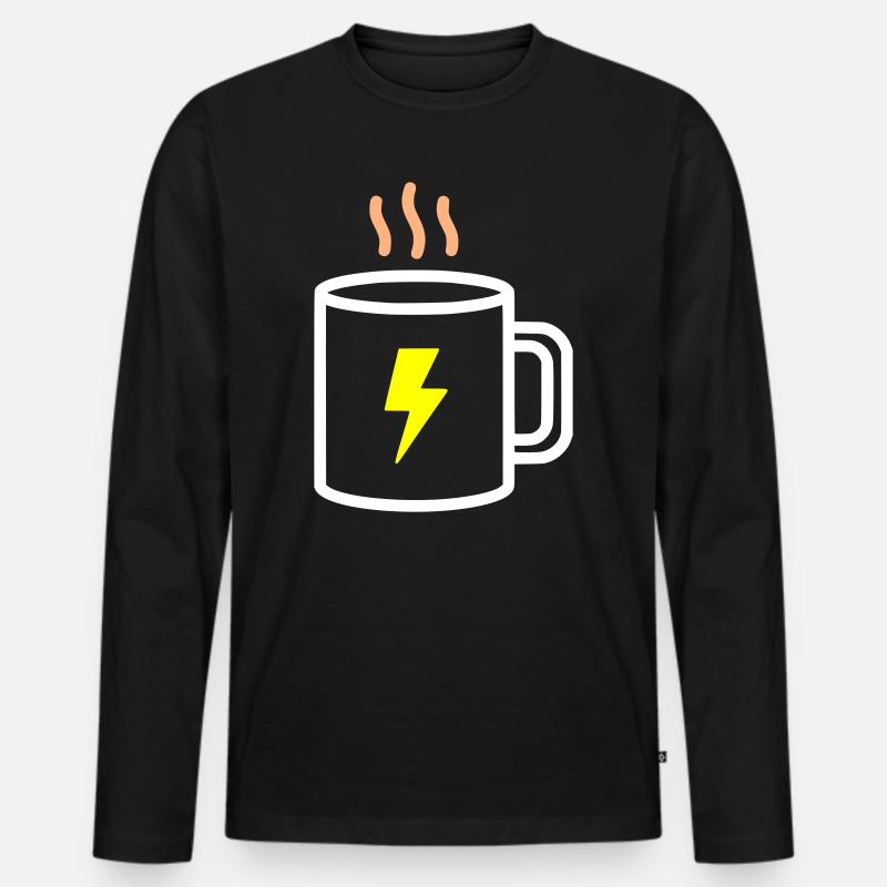 Kaffeebecher Energie Blitz - Männer Premium Bio Langarmshirt - Schwarz