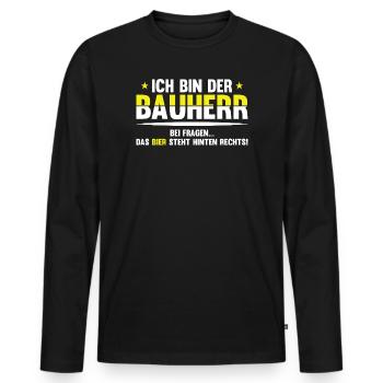 Blague bavaroise sur la bière - T-shirt manches longues Premium bio Homme - noir - Devant - Nico (187cm)