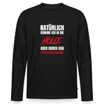 Naturally to Hell – Personnel Entrance - Men's Premium Organic Long Sleeve Shirt - black - Front - Nico (187cm)