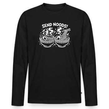 Send Noods – Ramen Edition - Men's Premium Organic Long Sleeve Shirt - black - Front - Nico (187cm)