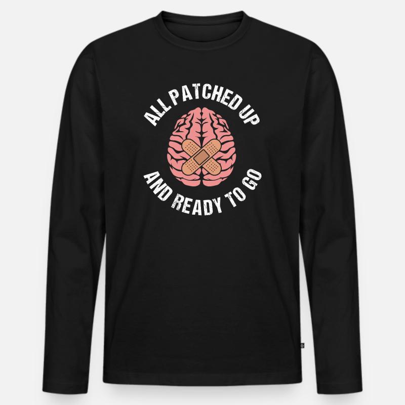 Gehirn Aneurysma - Männer Premium Bio Langarmshirt - Schwarz