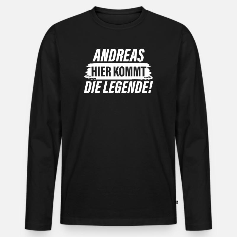 Andreas Hier Kommt Die Legende - Männer Premium Bio Langarmshirt - Schwarz