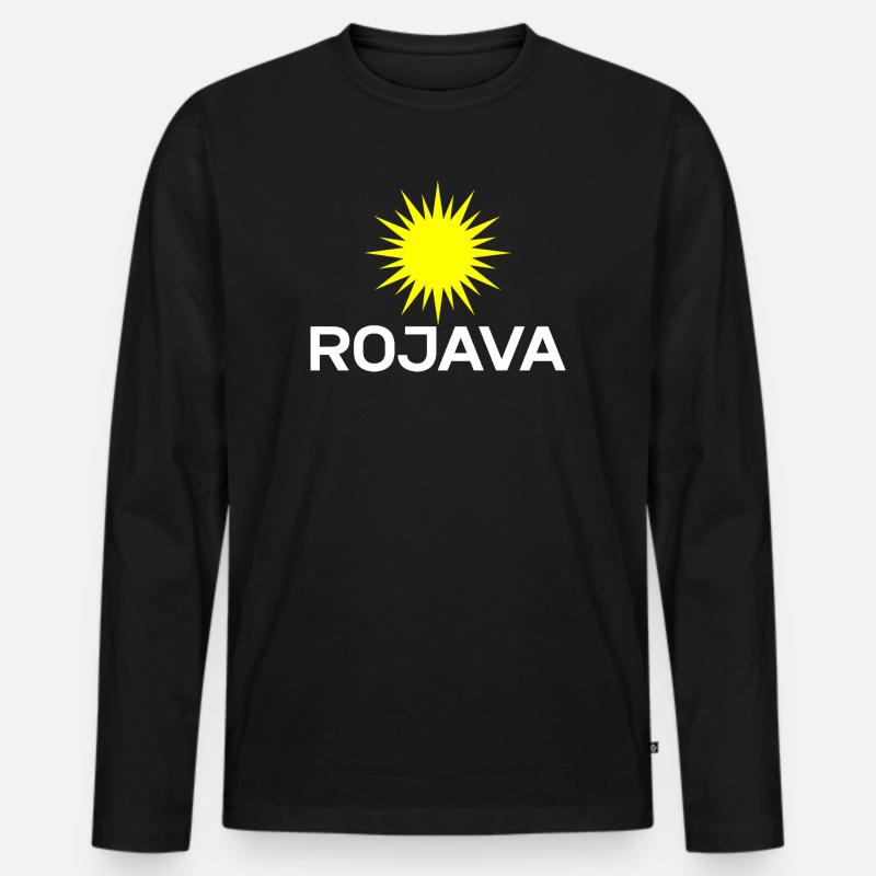 Rojava kurdistan - Männer Premium Bio Langarmshirt - Schwarz