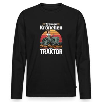 Princess on Tractor Retro - Men's Premium Organic Long Sleeve Shirt - black - Front - Nico (187cm)