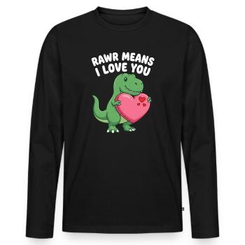 Rawr signifie « Je t’aime » Mignon dinosaure T-Rex - T-shirt manches longues Premium bio Homme - noir - Devant - Nico (187cm)