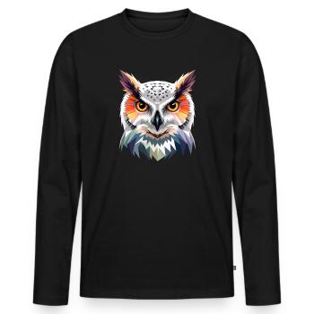 Chouette blanche Chouette Chouette Chouette Chouette Chouette Chouette des neiges - T-shirt manches longues Premium bio Homme - noir - Devant - Nico (187cm)