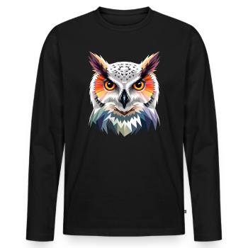 Chouette blanche Chouette Chouette Chouette Chouette Chouette Chouette des neiges - T-shirt manches longues Premium bio Homme - noir - Devant - Nico (187cm)