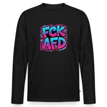 FCK AFD - Antifa Tee - Männer Premium Bio Langarmshirt - Schwarz - Vorne - Nico (187cm)
