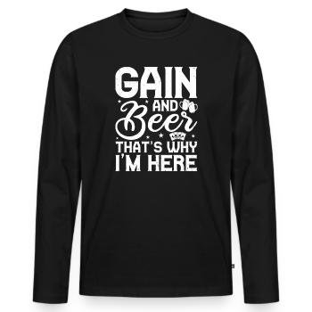 Casino Gambler Gain & Bière C’est pour ça que je suis là - T-shirt manches longues Premium bio Homme - noir - Devant - Nico (187cm)