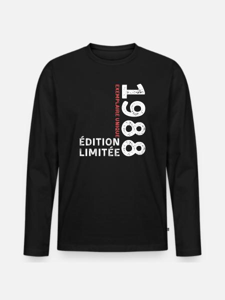 Typografischer Stil von 1988 - Männer Premium Bio Langarmshirt - Schwarz