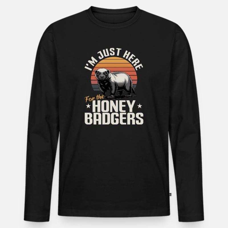Funny Honey Badger - Männer Premium Bio Langarmshirt - Schwarz