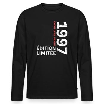 1997 vintage typographic style - Men's Premium Organic Long Sleeve Shirt - black - Front - Nico (187cm)