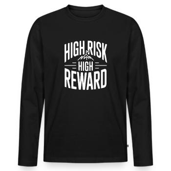High Risk High Reward - Men's Premium Organic Long Sleeve Shirt - black - Front - Nico (187cm)