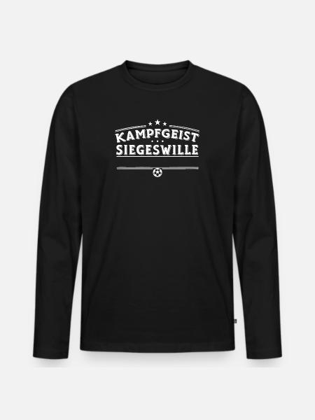 Kampfgeist - Siegeswille - YOUR TEXT  - Männer Premium Bio Langarmshirt - Schwarz