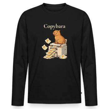 Copybara Capybara on Copier Office Humor - Men's Premium Organic Long Sleeve Shirt - black - Front - Nico (187cm)