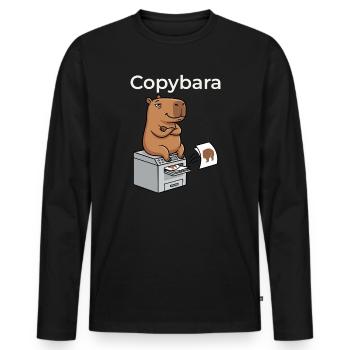 Copybara Capybara on Copier Office Humor - Men's Premium Organic Long Sleeve Shirt - black - Front - Nico (187cm)