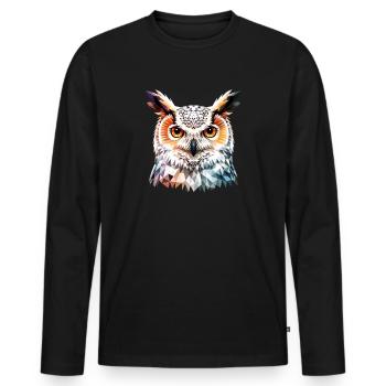 Chouette blanche Chouette Chouette Chouette Chouette Chouette Chouette des neiges - T-shirt manches longues Premium bio Homme - noir - Devant - Nico (187cm)