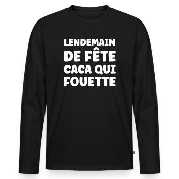 Lettrage audacieux après fête - T-shirt manches longues Premium bio Homme - noir - Devant - Nico (187cm)