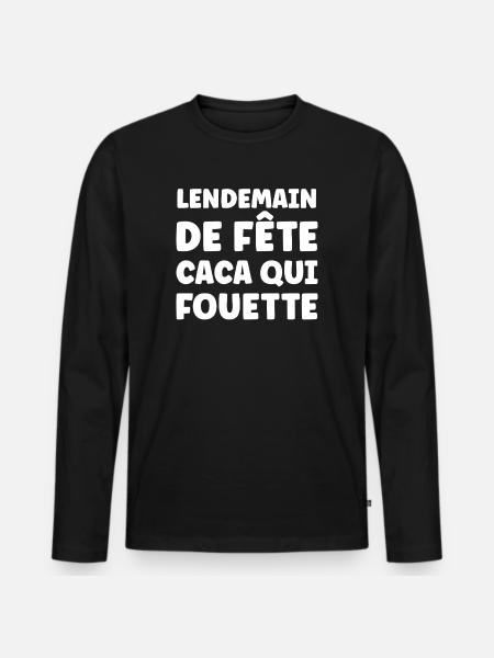 Lettrage audacieux après fête - T-shirt manches longues Premium bio Homme - noir