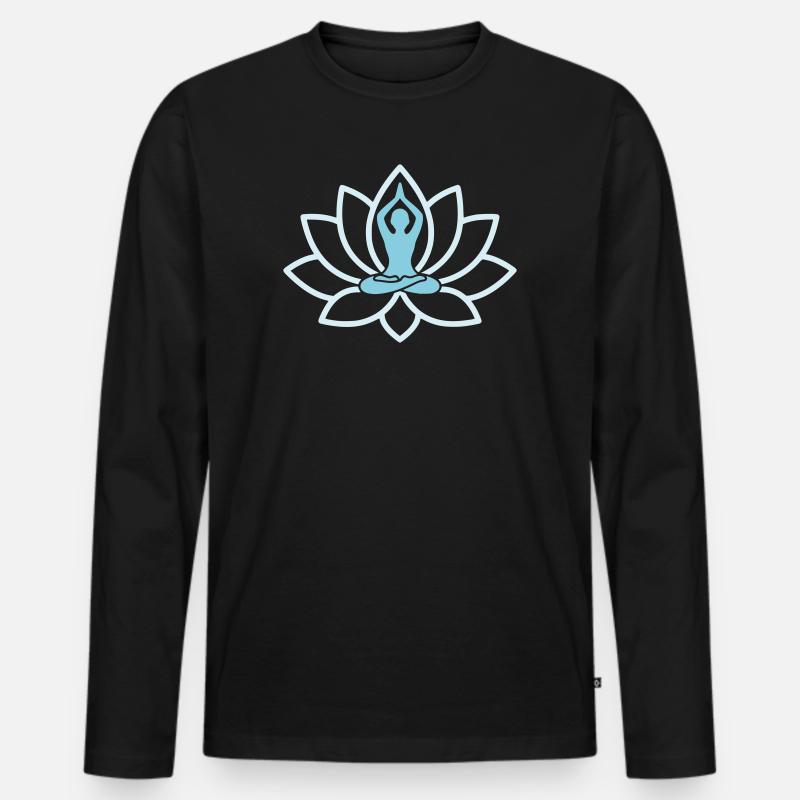 Bunte Lotusblüte Chakra - Männer Premium Bio Langarmshirt - Schwarz
