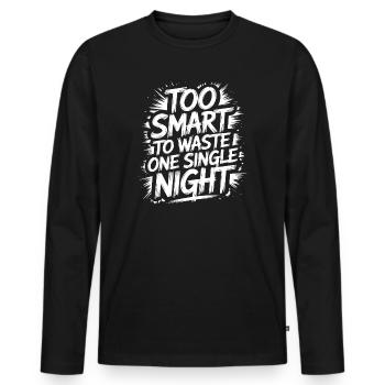 Zu klug, eine Nacht zu verschwenden - Männer Premium Bio Langarmshirt - Schwarz - Vorne - Nico (187cm)