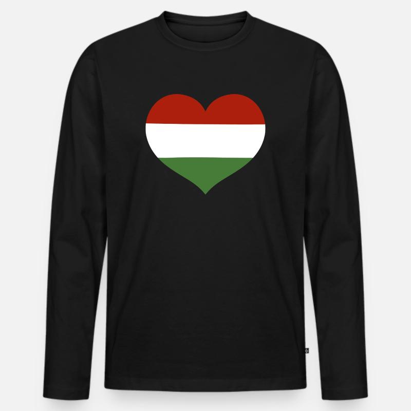 Herz der ungarischen Flagge - Männer Premium Bio Langarmshirt - Schwarz