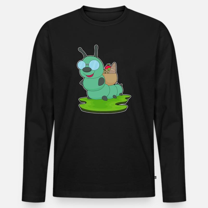 Raupe Lebensmittel - Männer Premium Bio Langarmshirt - Schwarz