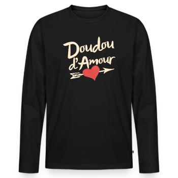 Valentinstags-Liebesplüschtier, süßer Romantiker - Männer Premium Bio Langarmshirt - Schwarz - Vorne - Nico (187cm)