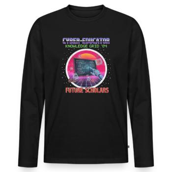 Cyber Teacher - Men's Premium Organic Long Sleeve Shirt - black - Front - Nico (187cm)