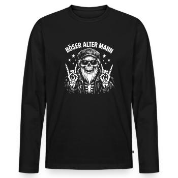 Evil Old Man Skull - Skull Rocker Design - Men's Premium Organic Long Sleeve Shirt - black - Front - Nico (187cm)