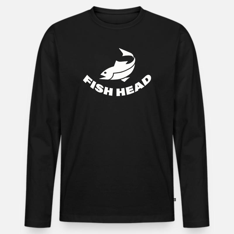 FISH HEAD - Männer Premium Bio Langarmshirt - Schwarz