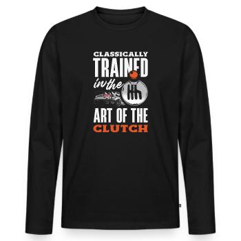 Voiture manuelle, entraînée classiquement - T-shirt manches longues Premium bio Homme - noir - Devant - Nico (187cm)
