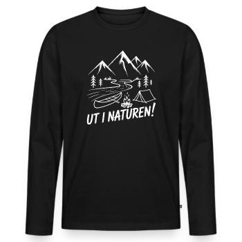 Mountain hiking Camping Motif - Men's Premium Organic Long Sleeve Shirt - black - Front - Nico (187cm)